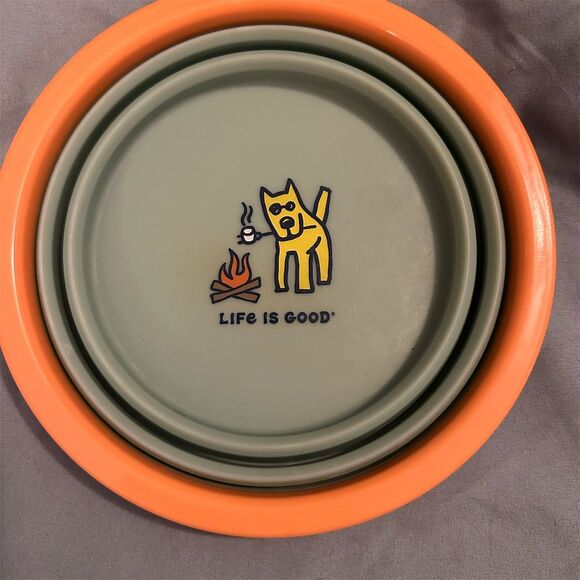 Life is Good Collapsible Travel Pet Bowl 34 oz Multicolored - Picture 1 of 4